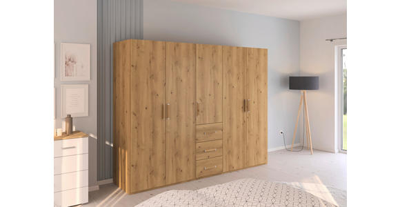 DREHTÜRENSCHRANK in Eichefarben - Eichefarben, Design, Holzwerkstoff/Kunststoff (251/197/60cm) - Novel