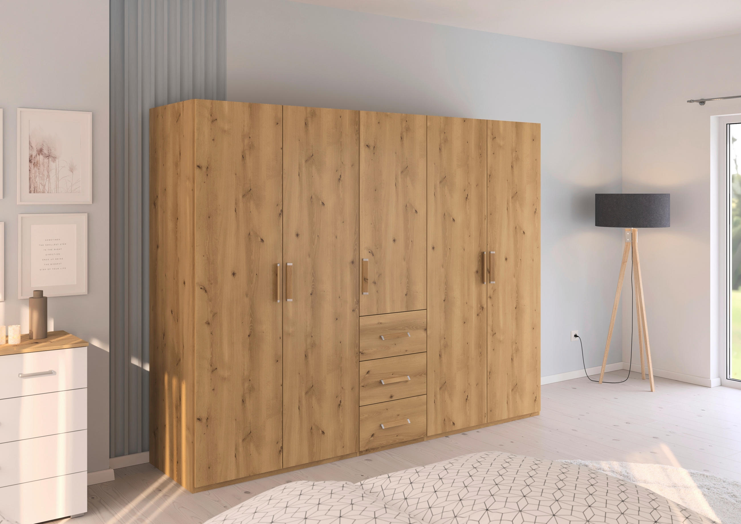 DREHTÜRENSCHRANK 251/197/60 cm 5-türig Eichefarben  - Eichefarben, Design, Holzwerkstoff/Kunststoff (251/197/60cm) - Novel