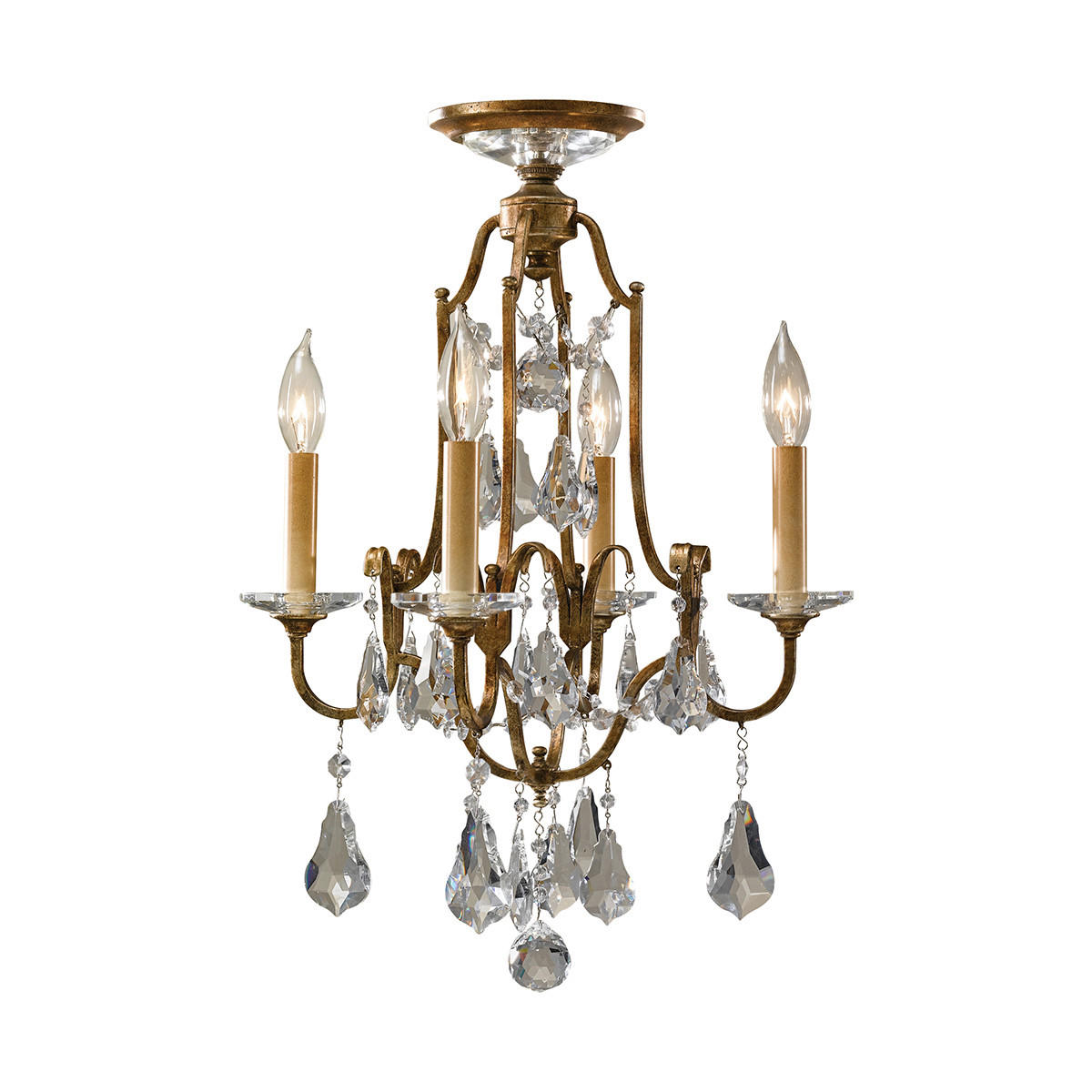 KRONLEUCHTER 41/53.3 cm    - Bronzefarben, Konventionell, Glas/Metall (41/53.3cm) - Elstead Lighting