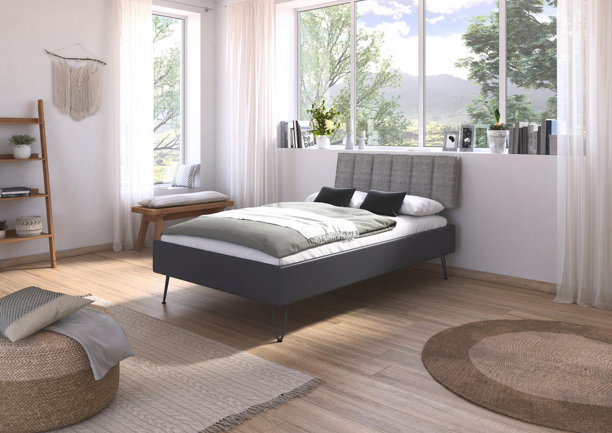 BETT 120/200 cm  in Grau  - Grau, Design, Textil/Metall (120/200cm) - Carryhome