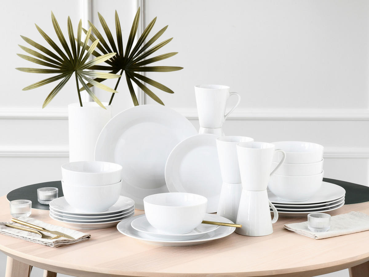 KOMBISERVICE Weiß Base Weiß 24-teilig 6 Personen  - Weiß, Basics, Keramik - Creatable