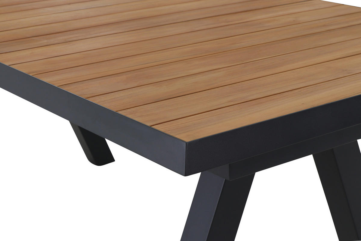 GARTENTISCH 205-265/103/76 cm Holz, Metall rechteckig  - Anthrazit/Teakfarben, Basics, Holz/Metall (205-265/103/76cm) - Siena Garden