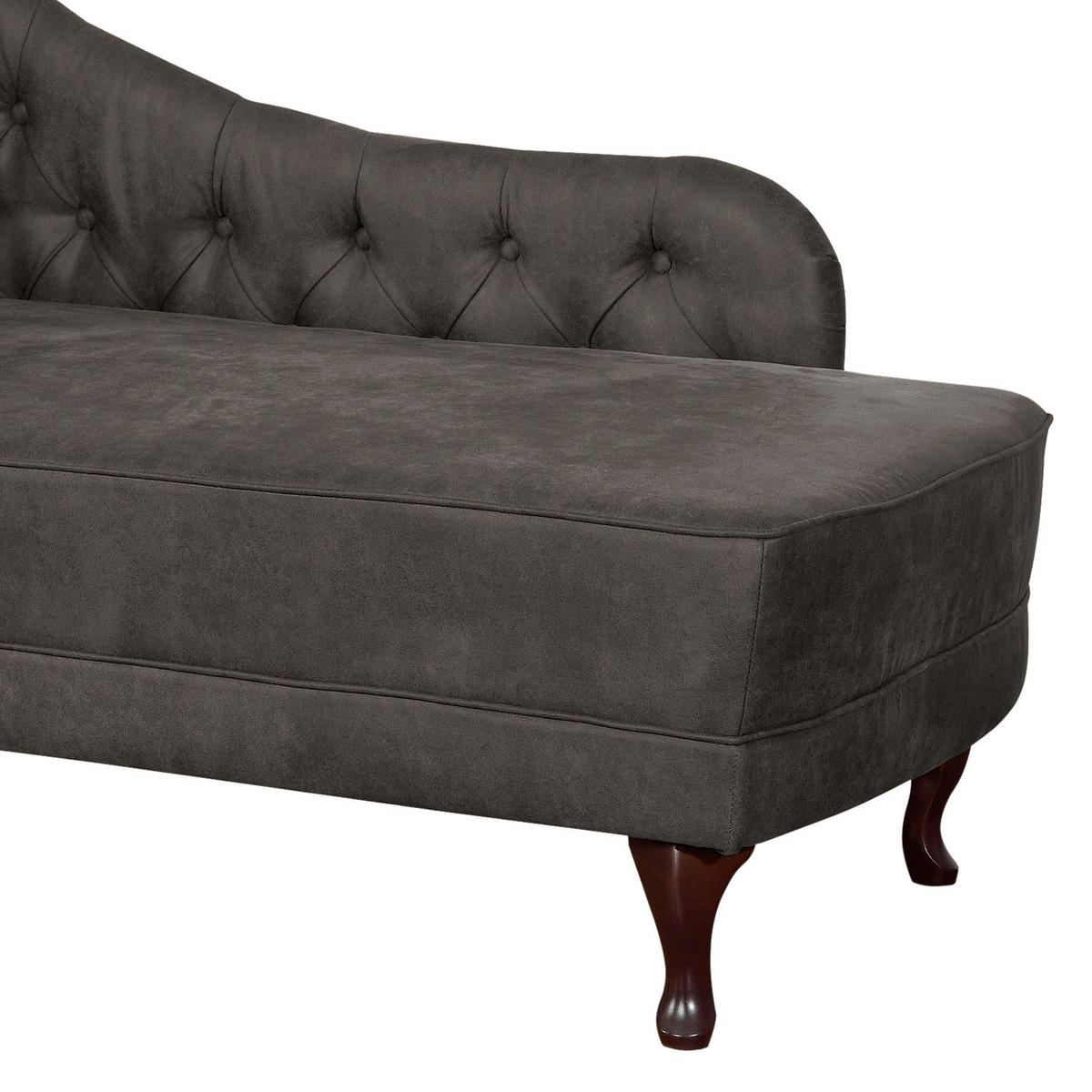 RÉCAMIERE Pako in Lederlook Grau  - Braun/Grau, Design, Holz/Textil (185/93/75cm) - Livetastic