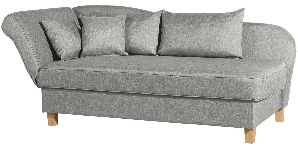 RÉCAMIERE in Flachgewebe Hellgrau  - Buchefarben/Hellgrau, Design, Holz/Textil (190/88/82cm) - Max Winzer