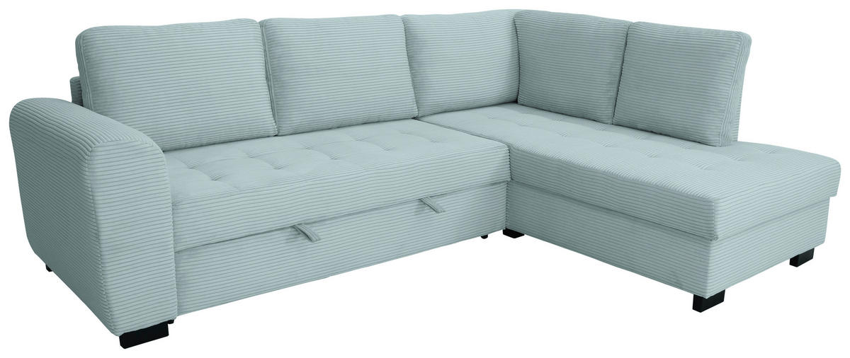 ECKSOFA JOHN Grasgrün Cord Rückenkissen, Bettkasten, Liegefläche im Originalstoff  - Schwarz/Grasgrün, Trend, Kunststoff/Textil (239/178cm) - P & B