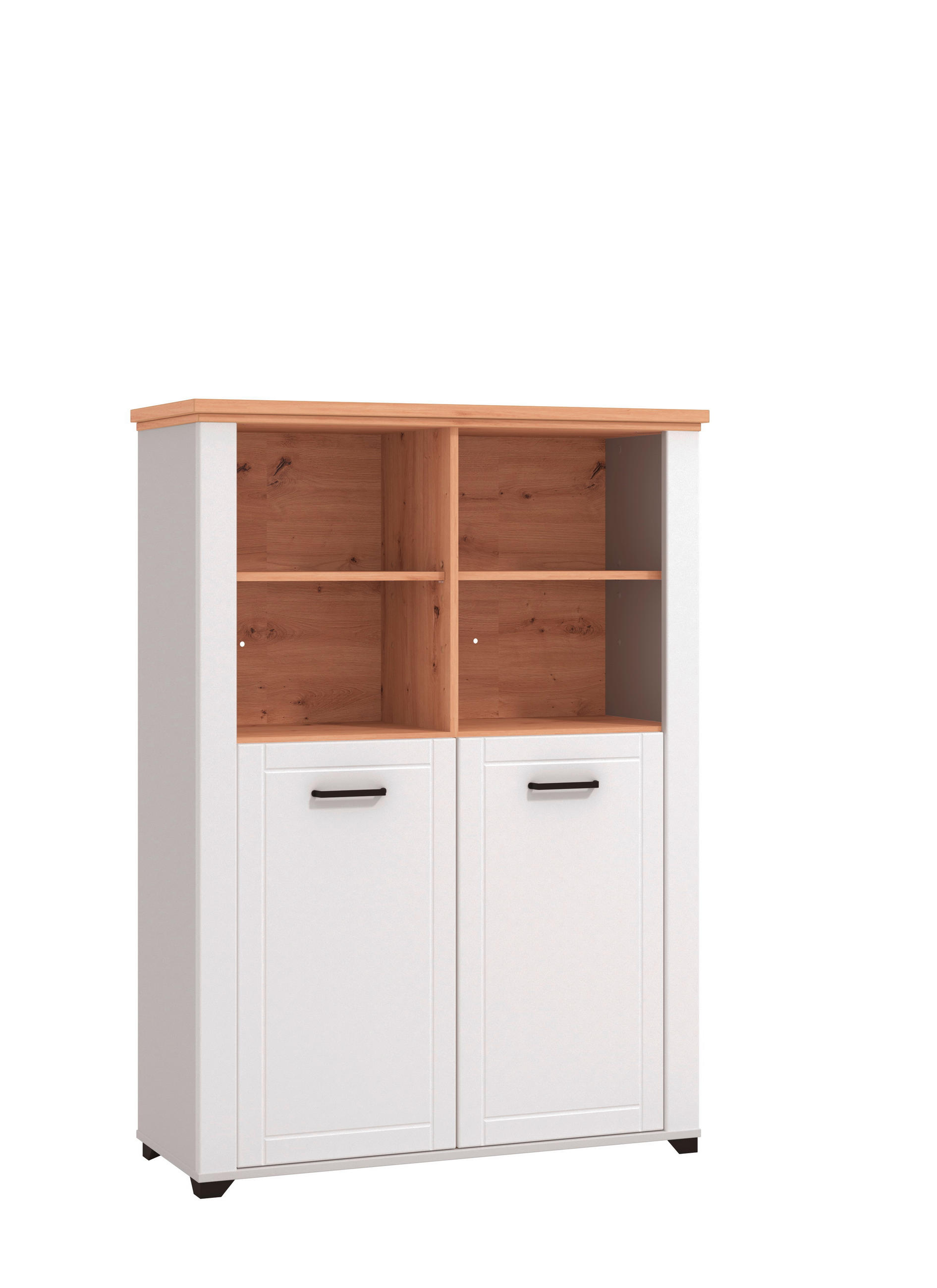 Landscape VITRÍNA, biela, dub artisan, 104/143/41 cm