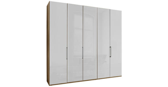 DREHTÜRENSCHRANK  in Weiß, Eiche Bianco  - Schieferfarben/Eiche Bianco, KONVENTIONELL, Glas/Holzwerkstoff (250/216/58cm) - Dieter Knoll