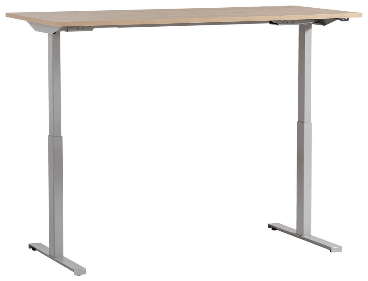 SCHREIBTISCH 75/160/71 cm Eichefarben elektrisch höhenverstellbar  - Eichefarben/Alufarben, MODERN, Holzwerkstoff/Metall (75/160/71cm) - MID.YOU