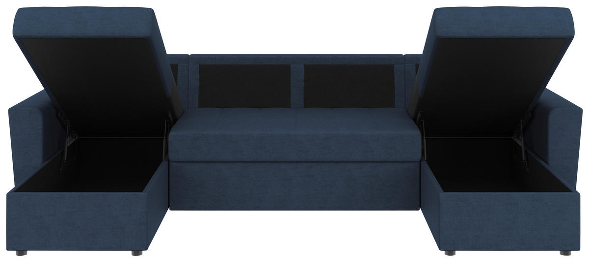 WOHNLANDSCHAFT TERMOLI Dunkelblau Jacquard  - Schwarz/Dunkelblau, Design, Kunststoff/Textil (155/296/155cm) - MID.YOU