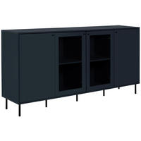 KOMODA   180/90/40 cm   plava  - crna/plava, Design, staklo/drvni materijal (180/90/40cm) - MID.YOU