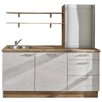 KÜCHENBLOCK 180 cm   in Graphitfarben, Eichefarben  - Edelstahlfarben/Eichefarben, Design, Holzwerkstoff/Metall (180cm) - Pino