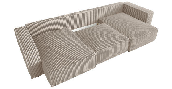 WOHNLANDSCHAFT Beige Cord  - Beige/Schwarz, MODERN, Kunststoff/Textil (153/350/153cm) - Xora
