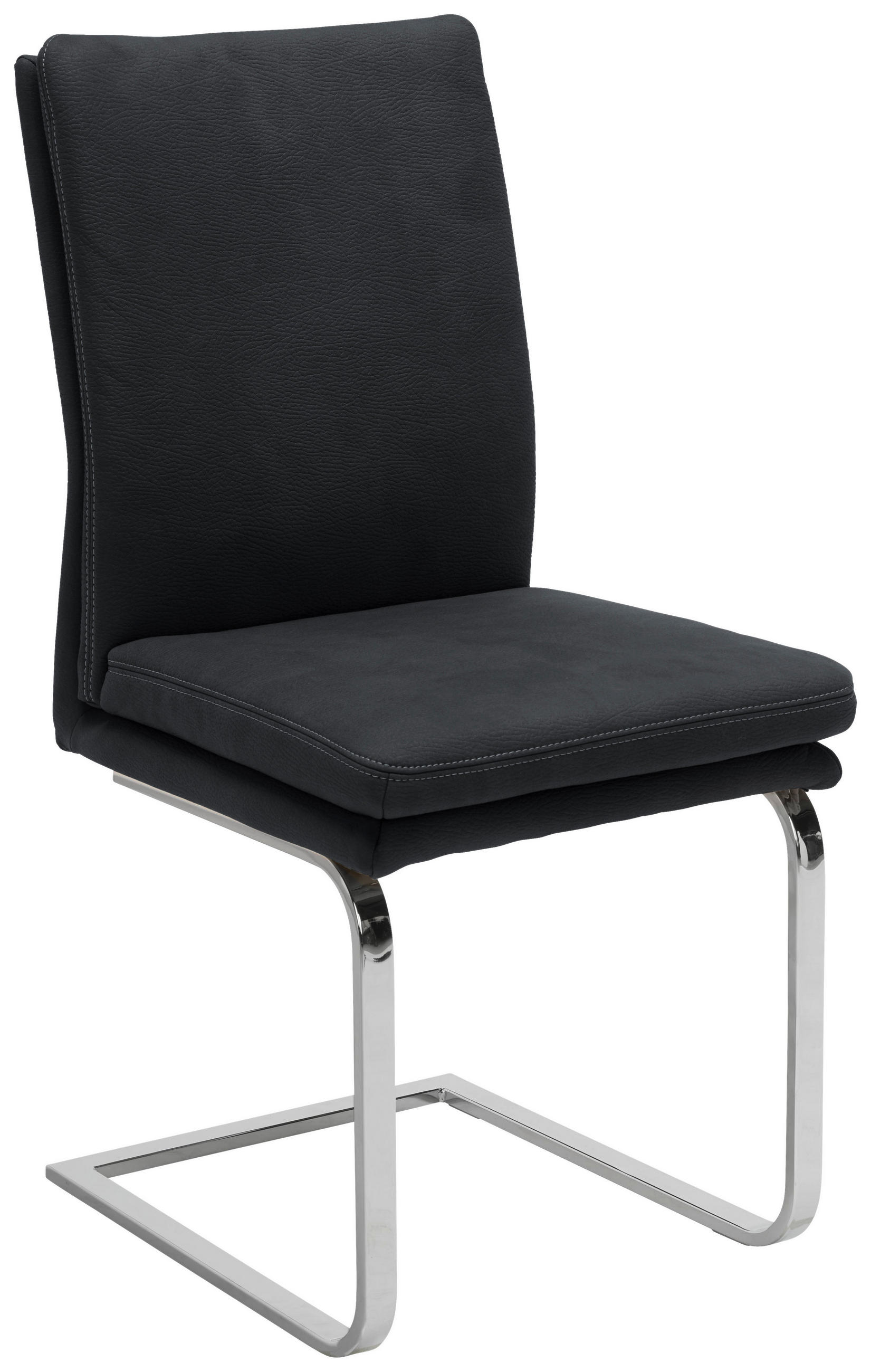 SCHWINGSTUHL in Stahl Mikrofaser - Chromfarben/Schwarz, Design, Textil/Metall (47/100/64cm) - Novel