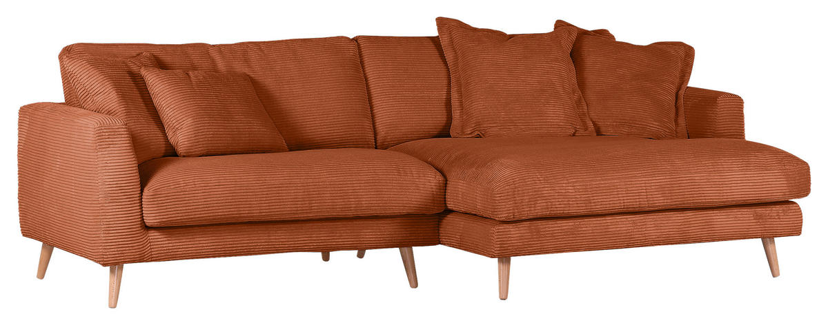 ECKSOFA in Cord Kupferfarben  - Naturfarben/Kupferfarben, Romantik / Landhaus, Holz/Textil (270/140cm) - Landscape