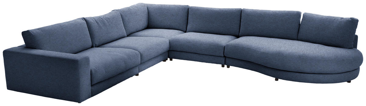 ECKSOFA in Flachgewebe Blau  - Blau/Schwarz, Design, Kunststoff/Textil (365/425cm) - Lomoco