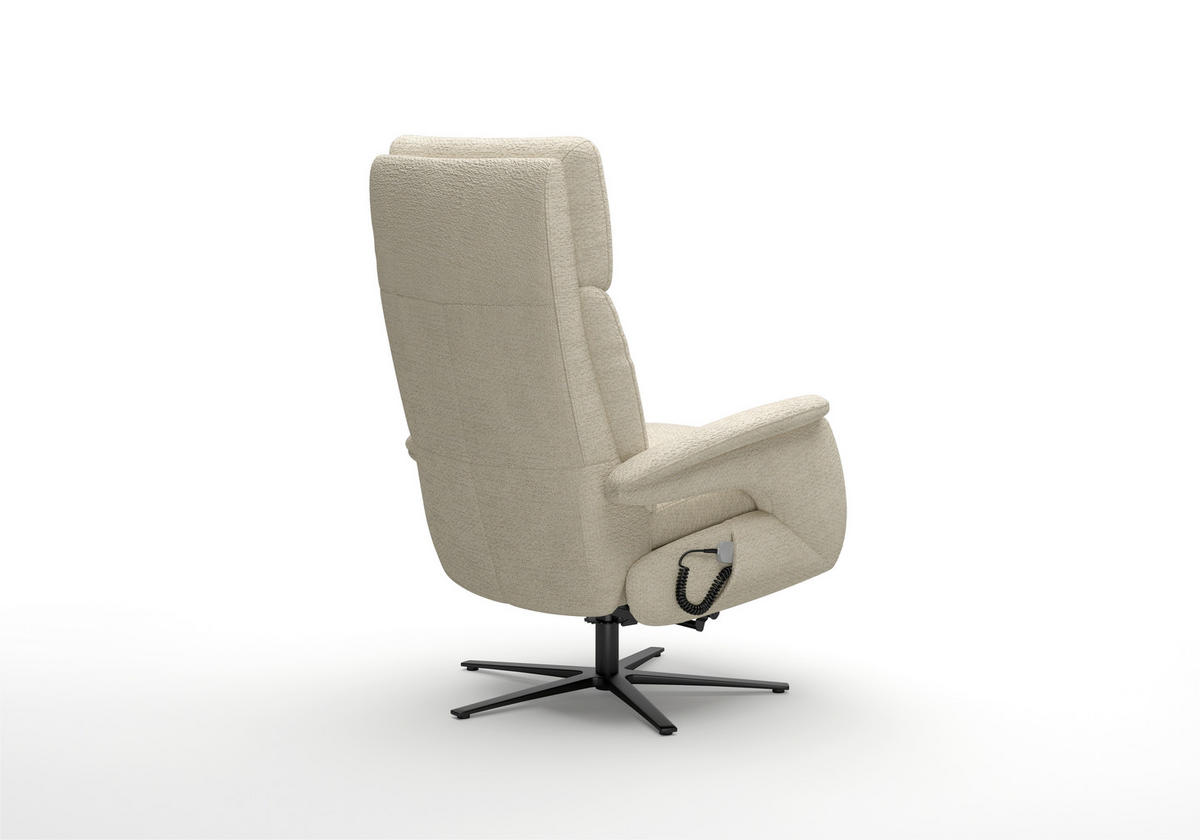 RELAXSESSEL TV TRIPLE SEVEN XTRA LARGE XL Chenille Kopfteilverstellung, Fußteilverstellung, Rücken echt    - Sandfarben/Schwarz, Basics, Textil/Metall (86/120/86cm) - Sit & More