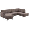 WOHNLANDSCHAFT in Flachgewebe Braun - Chromfarben/Braun, KONVENTIONELL, Textil/Metall (168/305/200cm) - Voleo
