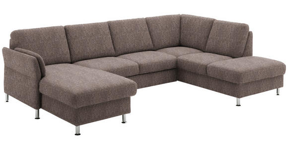 WOHNLANDSCHAFT in Flachgewebe Braun - Chromfarben/Braun, KONVENTIONELL, Textil/Metall (168/305/200cm) - Voleo