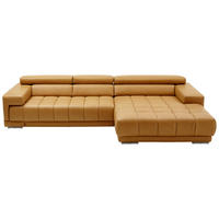 ECKSOFA in Echtleder Currygelb  - Currygelb/Alufarben, Design, Leder/Metall (335/190cm) - Beldomo Speed