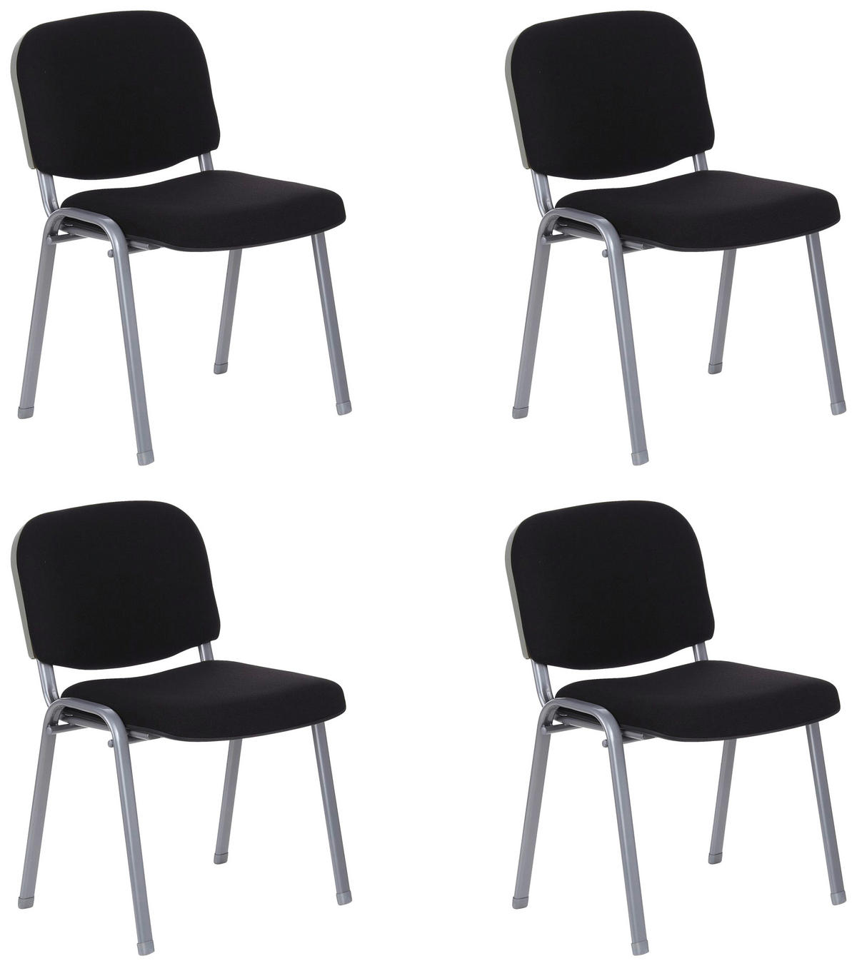 SADA KONFERENČNÍCH ŽIDLÍ 4 ks - černá/barvy stříbra, Basics, kov/textil (58/84/48cm) - MID.YOU