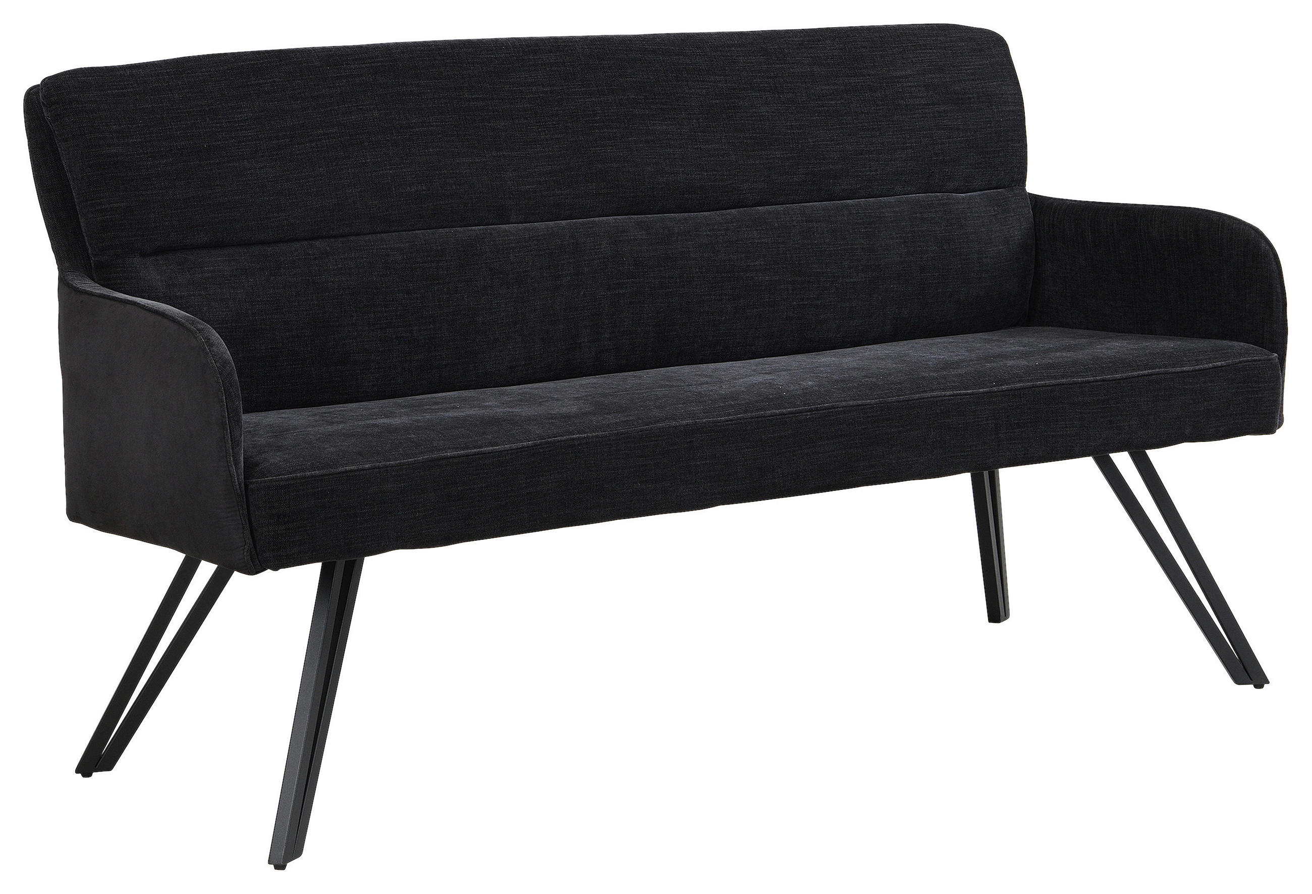 SITZBANK in Metall, Textil Schwarz  - Schwarz, MODERN, Textil/Metall (160/94/67cm) - MID.YOU