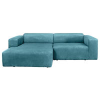 ECKSOFA BASMA Hellblau Cord  - Schwarz/Hellblau, Design, Kunststoff/Textil (175/298cm) - P & B