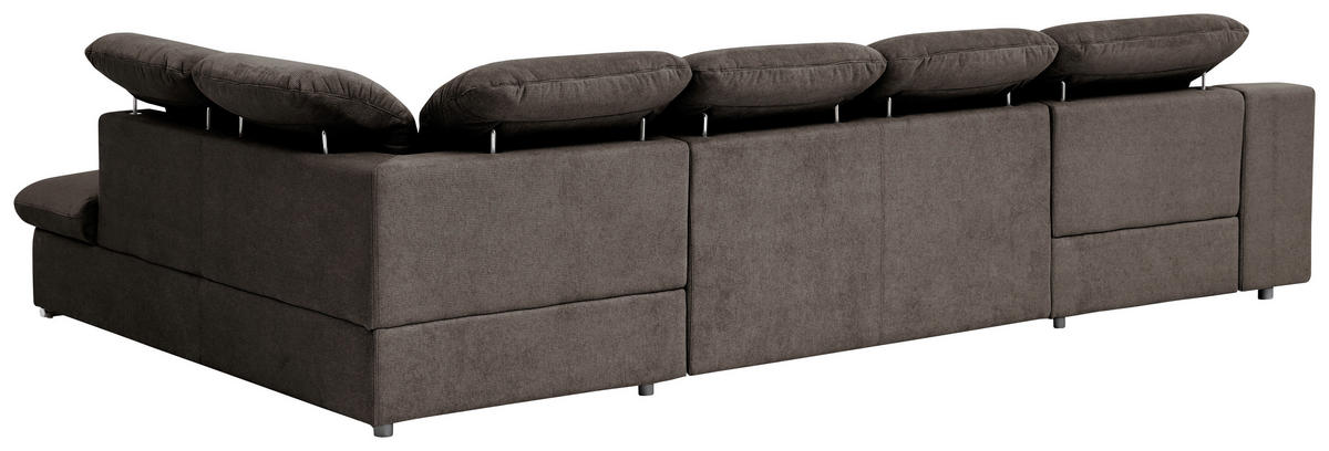 WOHNLANDSCHAFT in Chenille Braun  - Chromfarben/Braun, Design, Textil/Metall (165/353/212cm) - Livetastic