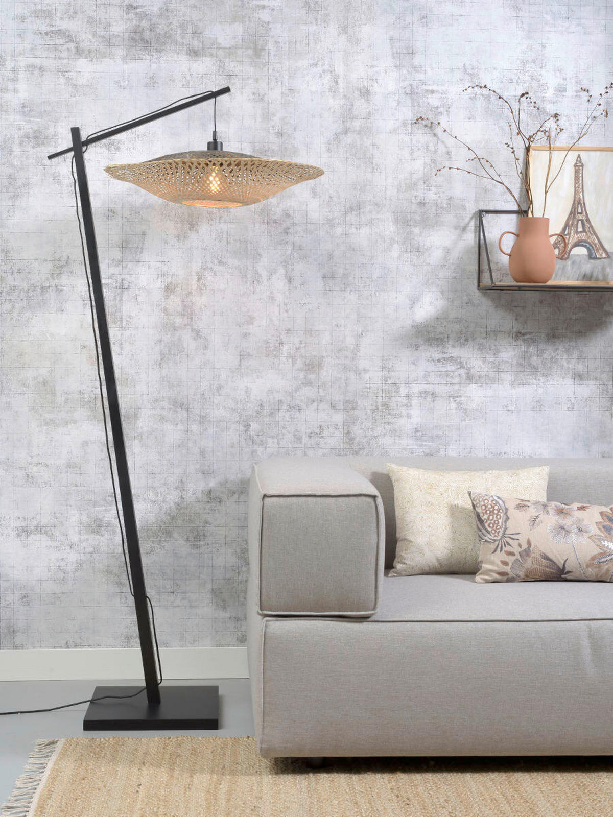 Lampadar - culoare natur/negru, Trend (80/60/176cm) - Good & Mojo