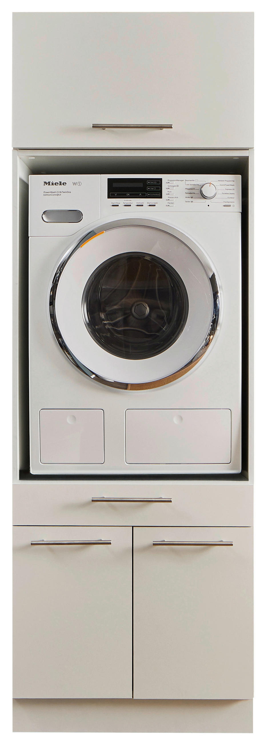 WASCHMASCHINENSCHRANK 67,5/200/67,5 cm  in Weiß  - Silberfarben/Weiß, Design, Holzwerkstoff/Metall (67,5/200/67,5cm)