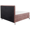 BOXSPRINGBETT 180/200 cm,  in Weinrot, Topper, H2 + H2 = mittel  - Weinrot/Schwarz, Design, Textil/Metall (180/200cm) - Esposa
