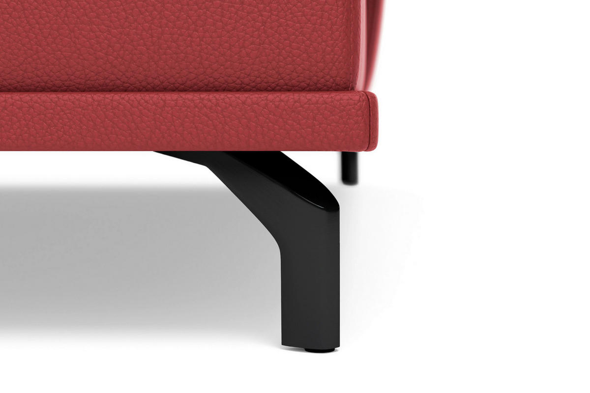 ECKSOFA COSTELLO E Rot Echtleder Nierenkissen, Armteilverstellung, Sitztiefenverstellung  - Rot/Schwarz, Basics, Leder/Textil (301/176cm) - Sit & More