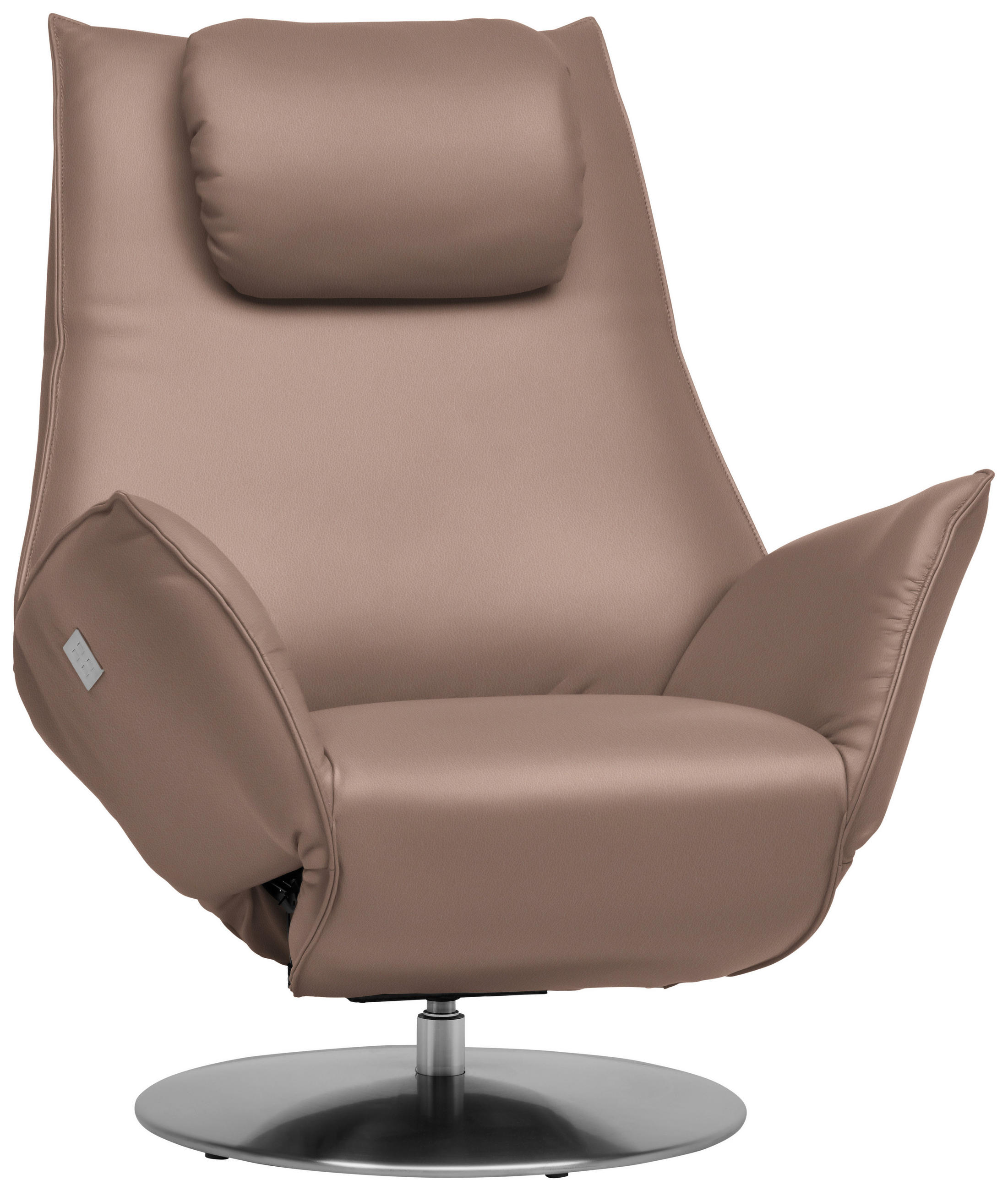 RELAXSESSEL in Leder Altrosa  - Edelstahlfarben/Altrosa, Design, Leder/Metall (92/79/90cm) - Koinor