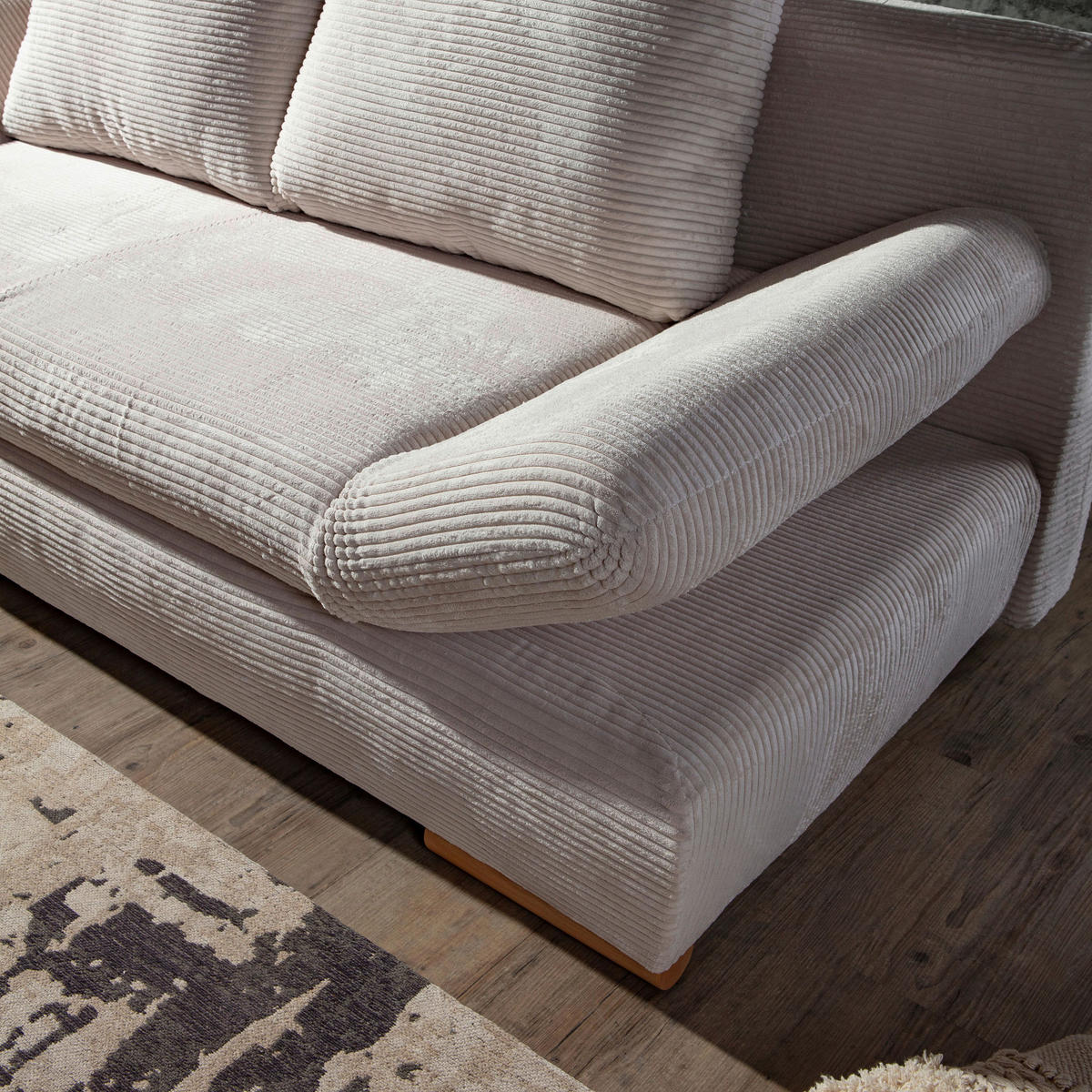 SCHLAFSOFA in Cord Grün  - Naturfarben/Grün, KONVENTIONELL, Holz/Textil (200/75/92cm) - home24