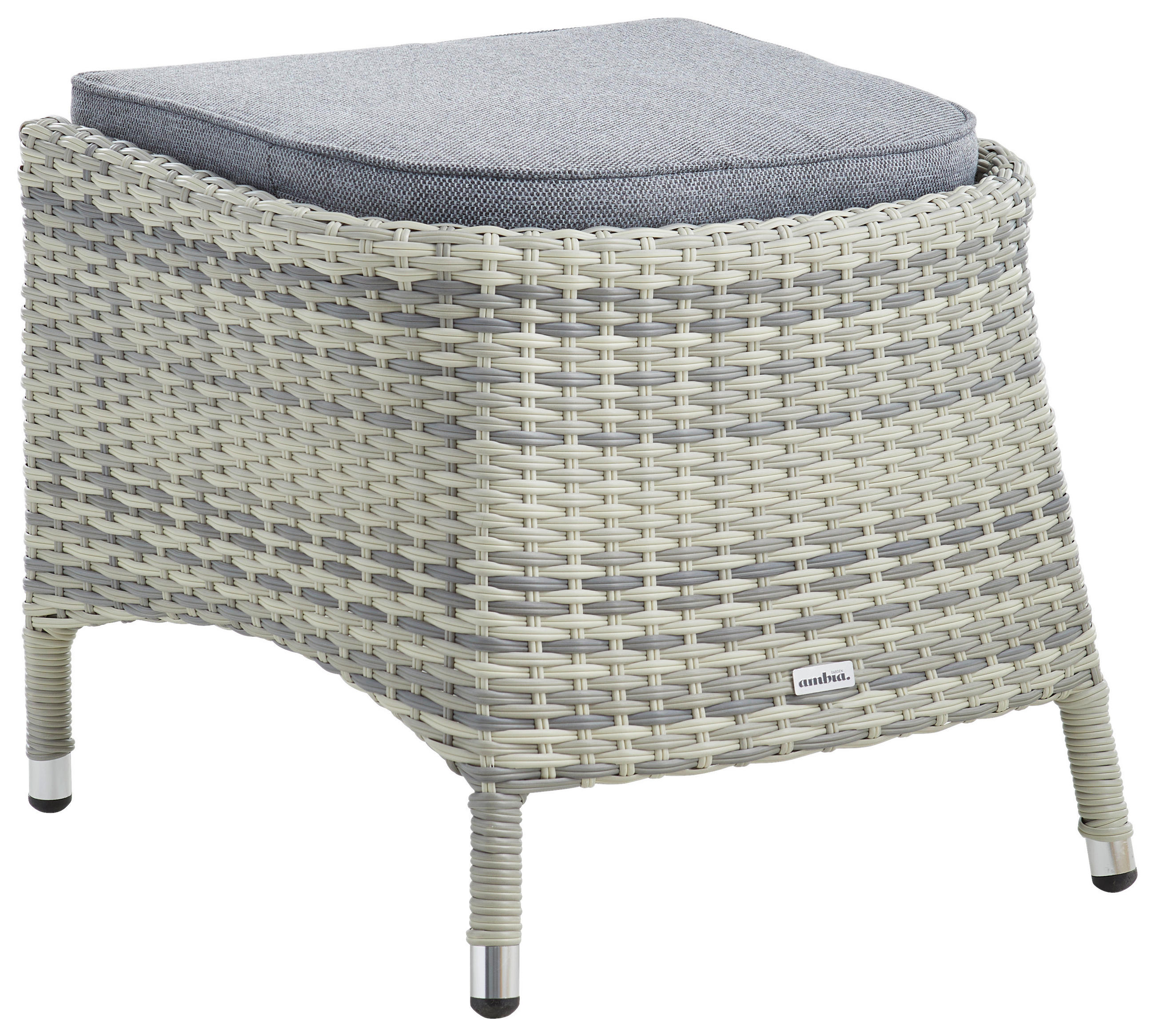 HOCKER Metall, Kunststoff, Textil  - Beige/Hellgrau, KONVENTIONELL, Kunststoff/Textil (61/45/50cm) - Ambia Garden