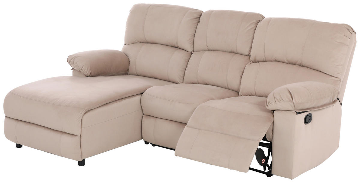 ECKSOFA in Webstoff Beige  - Beige/Schwarz, Basics, Kunststoff/Textil (159/216cm) - P & B