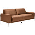 2,5-SITZER in Leder Cognac  - Cognac/Schwarz, Design, Leder/Metall (200/102/92cm) - Johann Jakob