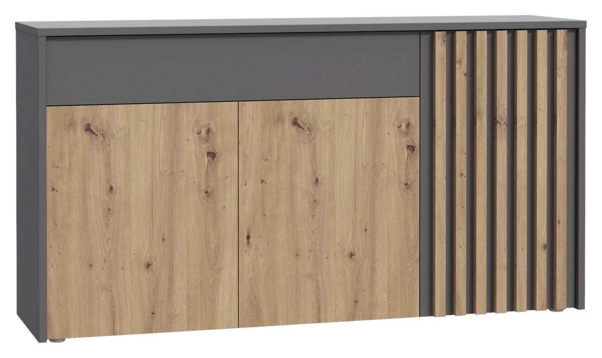 SIDEBOARD Grau, Eiche Artisan  164,2/87,9/42 cm  - Eiche Artisan/Grau, Trend, Holzwerkstoff (164,2/87,9/42cm) - Carryhome