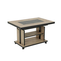 COUCHTISCH 66/97-152/55-73 cm rechteckig Anthrazit, Eiche Artisan  - Anthrazit/Eiche Artisan, Design, Holzwerkstoff/Stein (66/97-152/55-73cm) - Livetastic