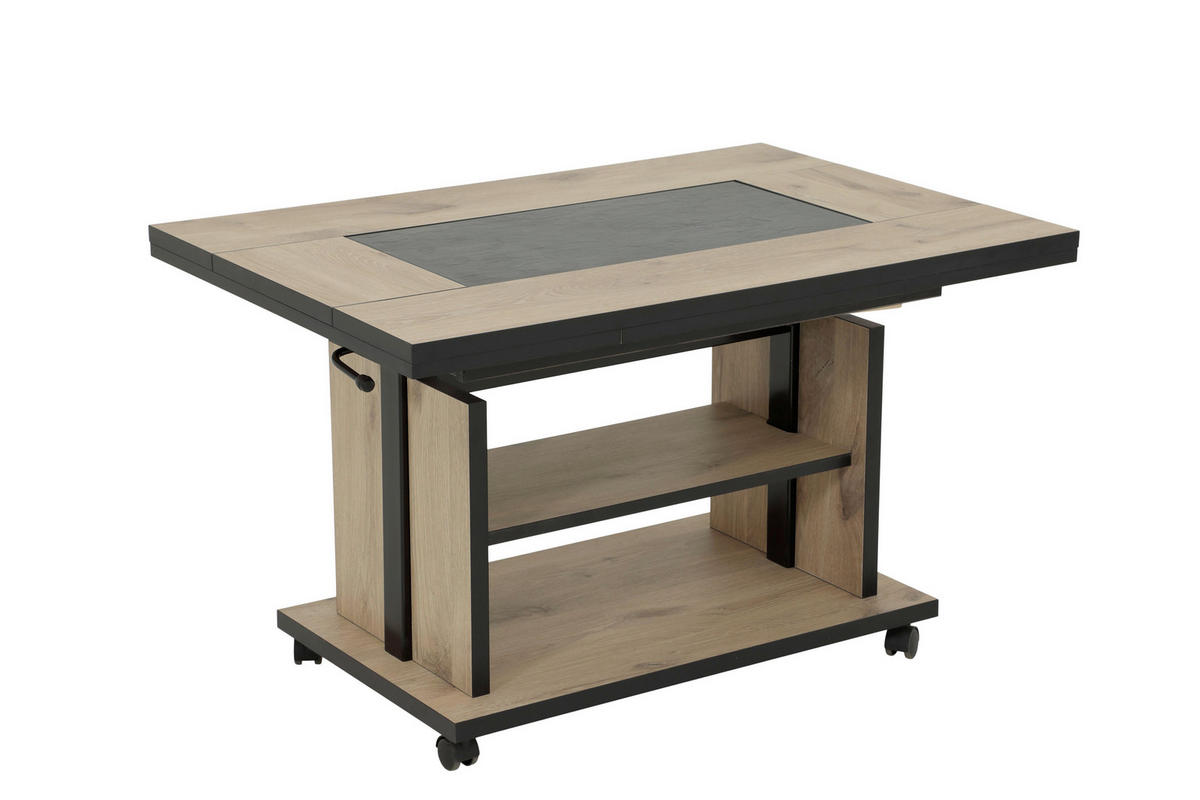 COUCHTISCH 66/97-152/55-73 cm rechteckig Anthrazit, Eiche Artisan  - Anthrazit/Eiche Artisan, Design, Holzwerkstoff/Stein (66/97-152/55-73cm) - Livetastic