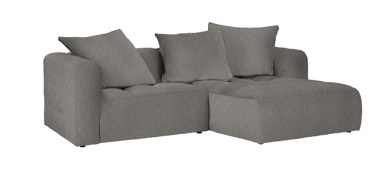 ECKSOFA in Flachgewebe Hellgrau  - Hellgrau/Schwarz, Lifestyle, Kunststoff/Textil (240/173cm) - Stylife