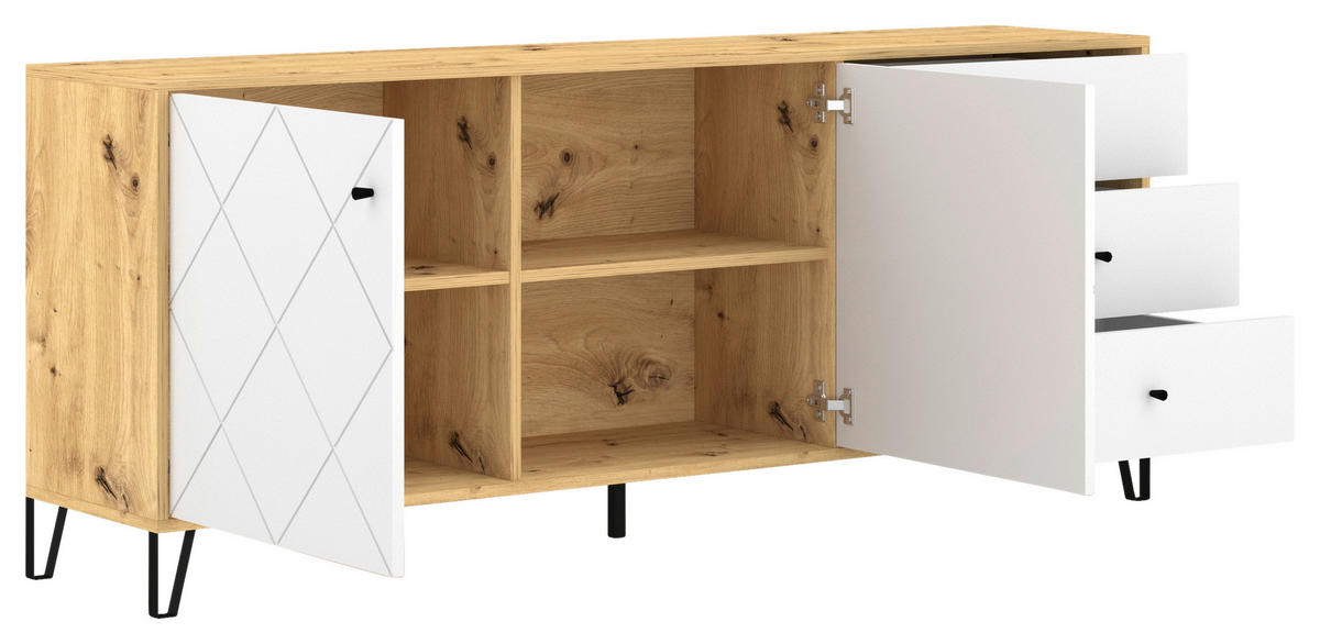 SIDEBOARD  in 183,4/75,2/40 cm  - Schwarz/Weiß, Design, Holzwerkstoff/Metall (183,4/75,2/40cm) - Boxxx