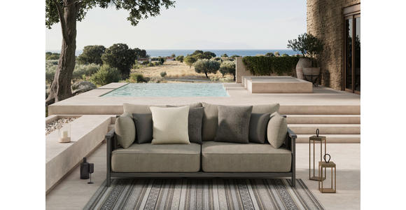 2-SITZER-SOFA  in Flachgewebe Anthrazit, Taupe  - Taupe/Anthrazit, ROMANTIK / LANDHAUS, Holz/Textil (219/83/98cm) - Dieter Knoll