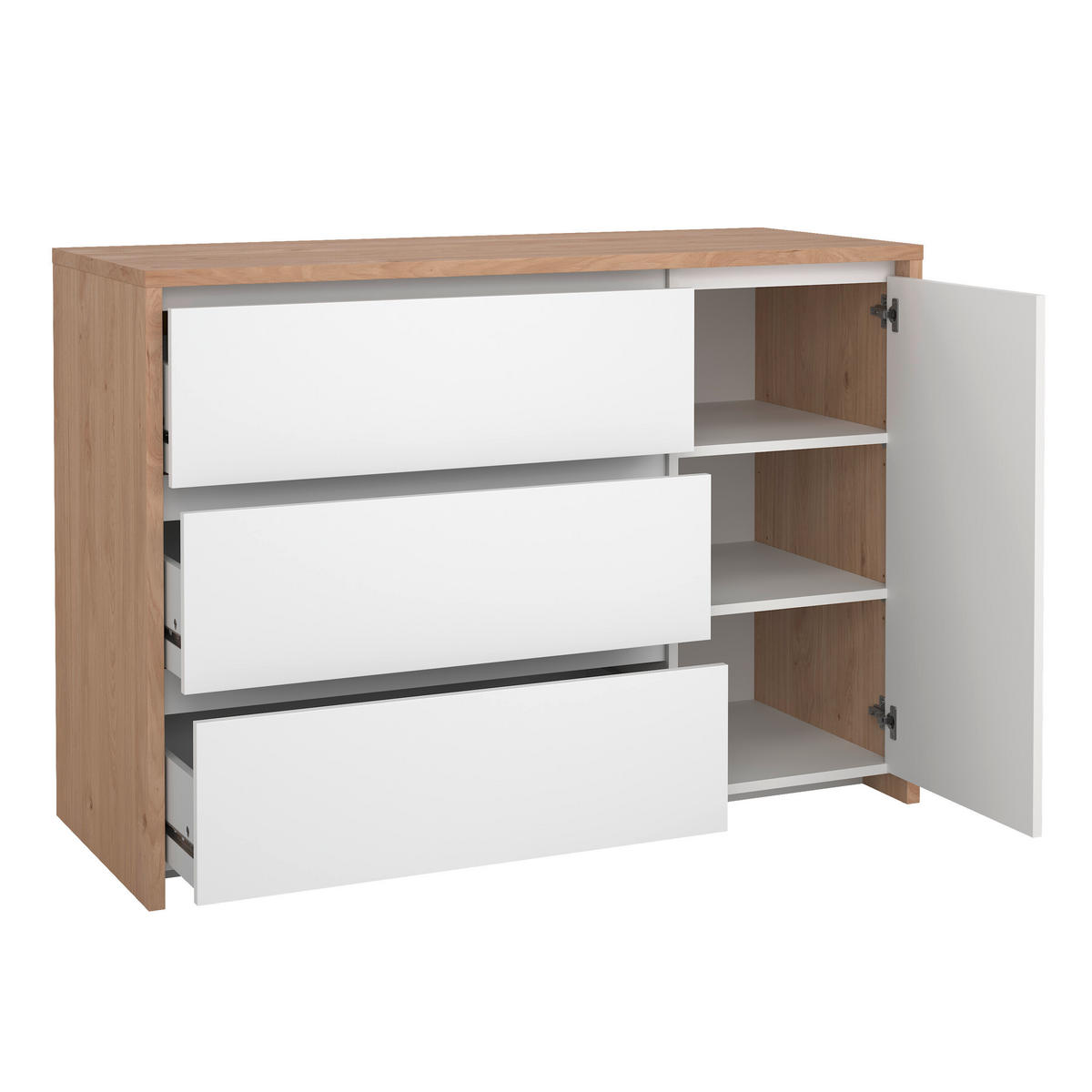 KOMMODE  in 119/84/48 cm  - Eichefarben/Weiß, KONVENTIONELL, Holzwerkstoff (119/84/48cm) - Boxxx