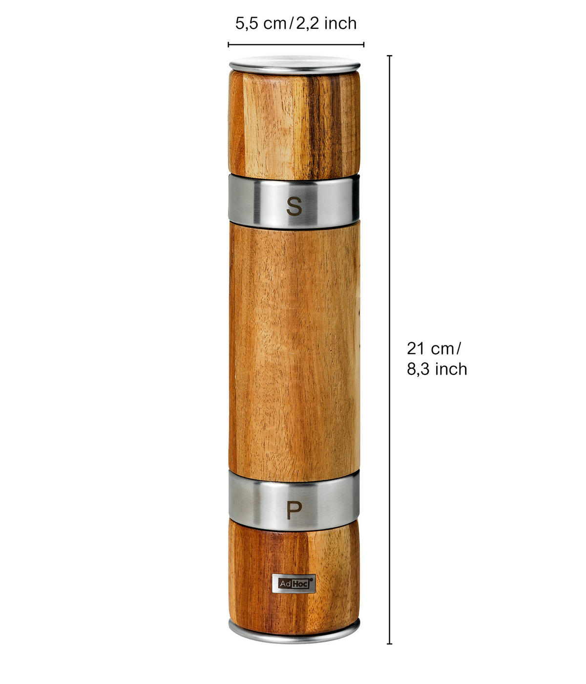 Doppelmühle DUOMILL  - Akaziefarben, Basics, Holz/Keramik (5,5/21/5,5cm) - AdHoc