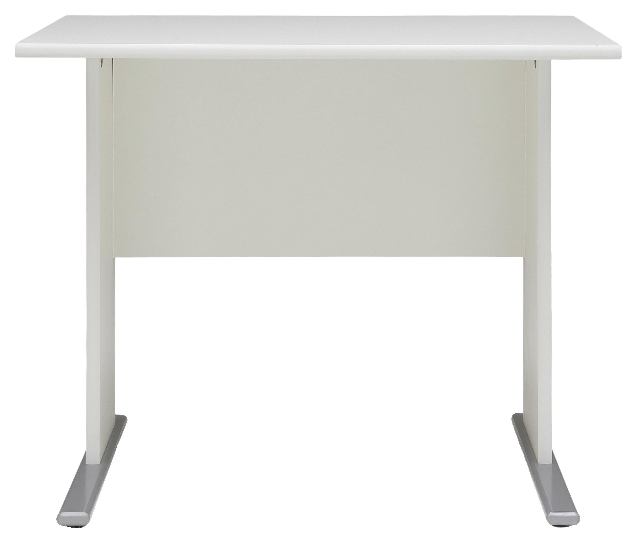 SCHREIBTISCH 90/65/74,2 cm in Weiß - Silberfarben/Weiß, Basics, Holzwerkstoff/Metall (90/65/74,2cm) - MID.YOU