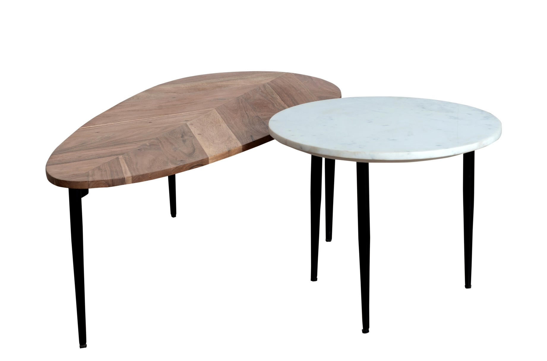 COUCHTISCH Akazie vollmassiv 110/35/50 cm Freiform Naturfarben, Schwarz  - Schwarz/Naturfarben, Design, Holz/Stein (110/35/50cm) - Livetastic