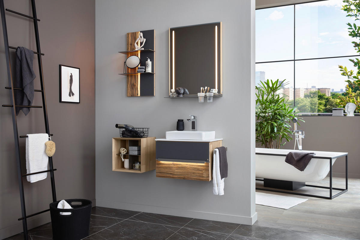 BADEZIMMERSPIEGEL 62/79,8/17 cm  - Eichefarben, Design, Holz (62/79,8/17cm) - Musterring