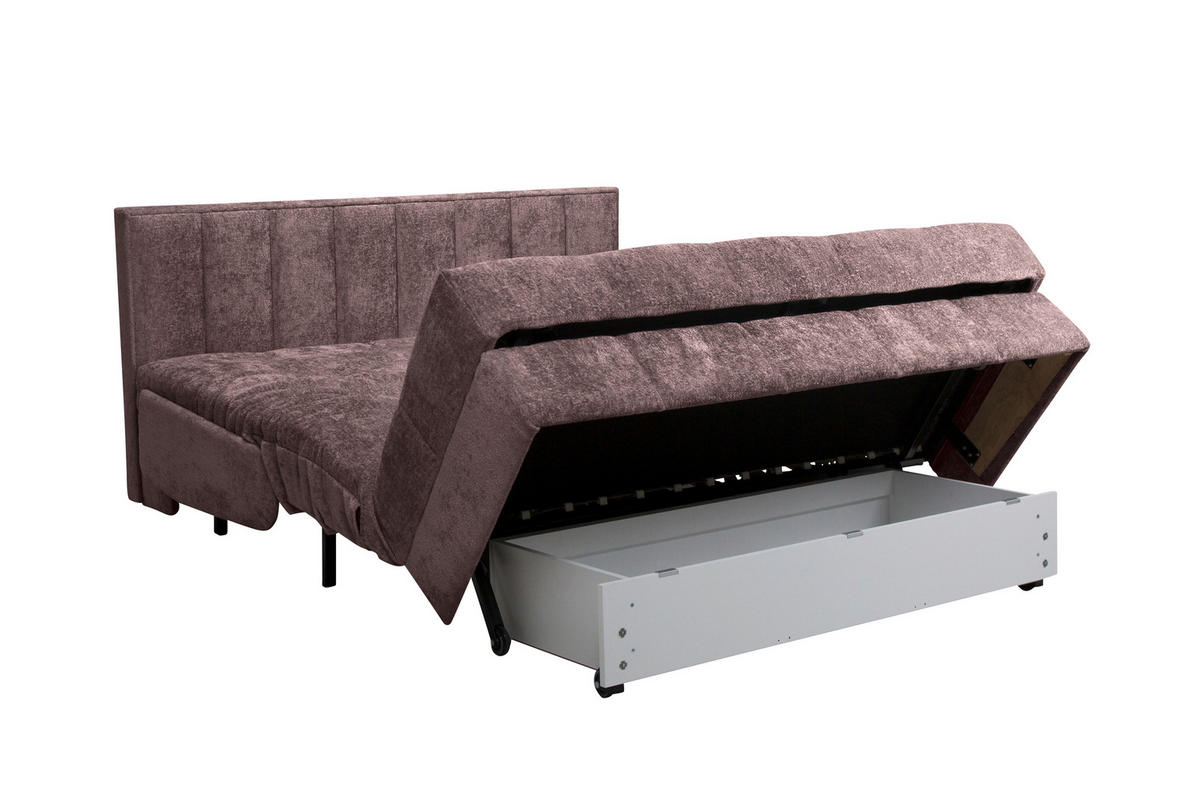 SCHLAFSOFA  mit Stoffauswahl, Schlafen auf Sitzhöhe Chenille Altrosa  - Schwarz/Altrosa, KONVENTIONELL, Kunststoff/Textil (166/93/106cm) - home24