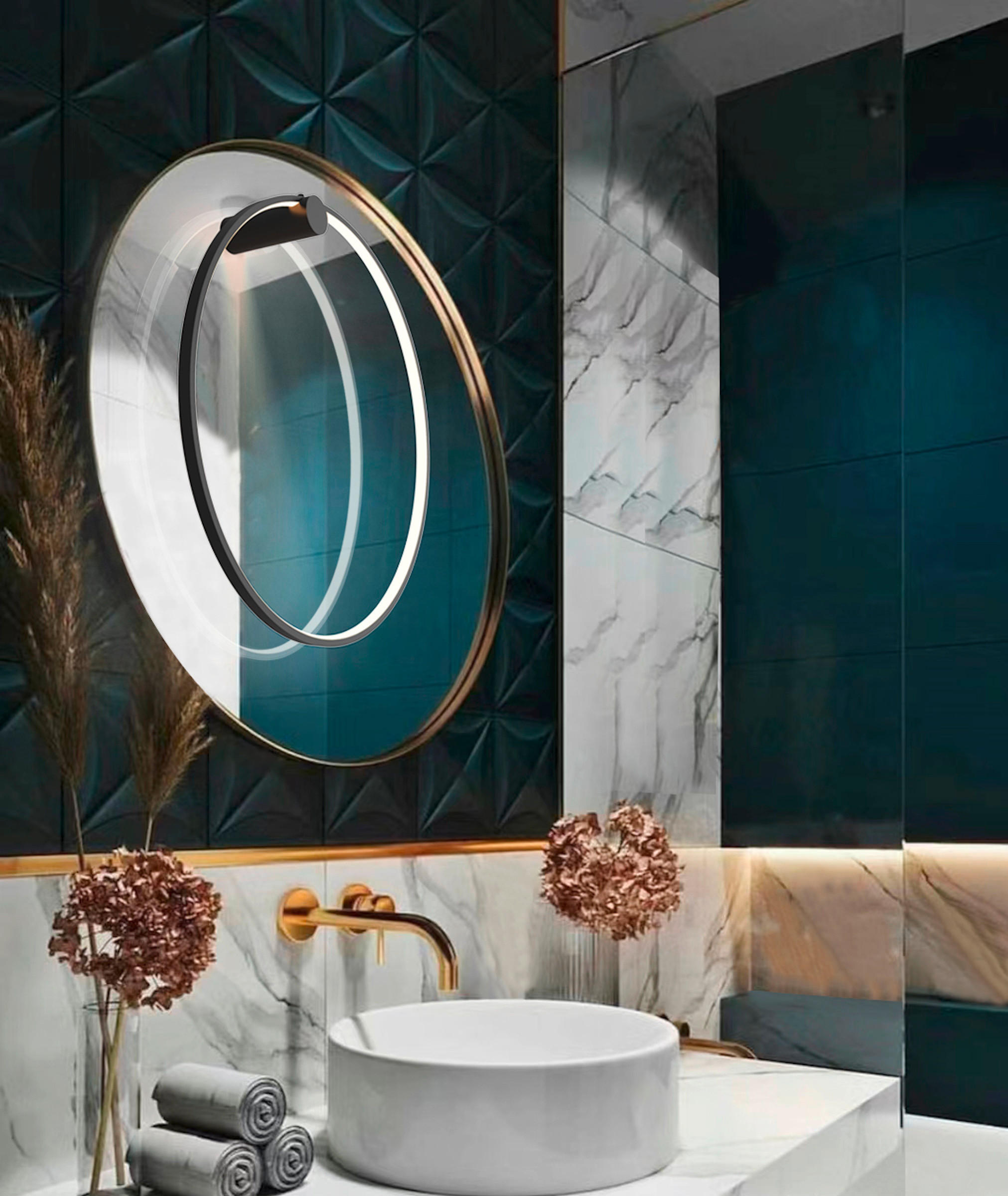 BADEZIMMER-WANDLEUCHTE Mirror   - Schwarz, Design, Metall (60/60/16cm)