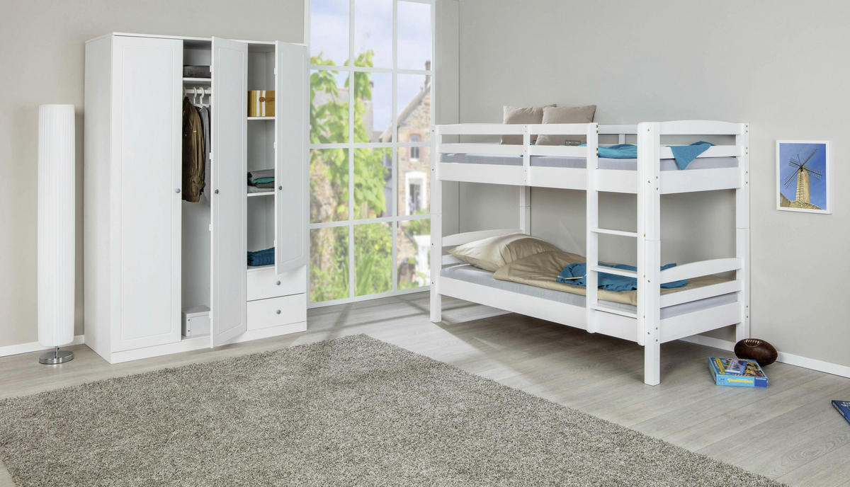 ETAGENBETT - Naturfarben/Weiß, MODERN, Holz (90/190cm) - MID.YOU